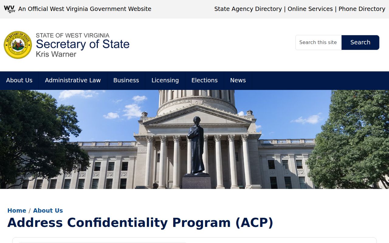 Logan County neighbor lookup privacy context: West Virginia Address Confidentiality Program substitute address
