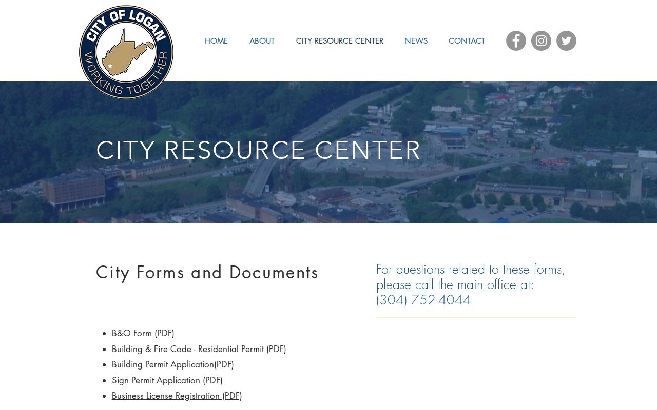 Logan County property records: City of Logan building, residential, sign, and business forms