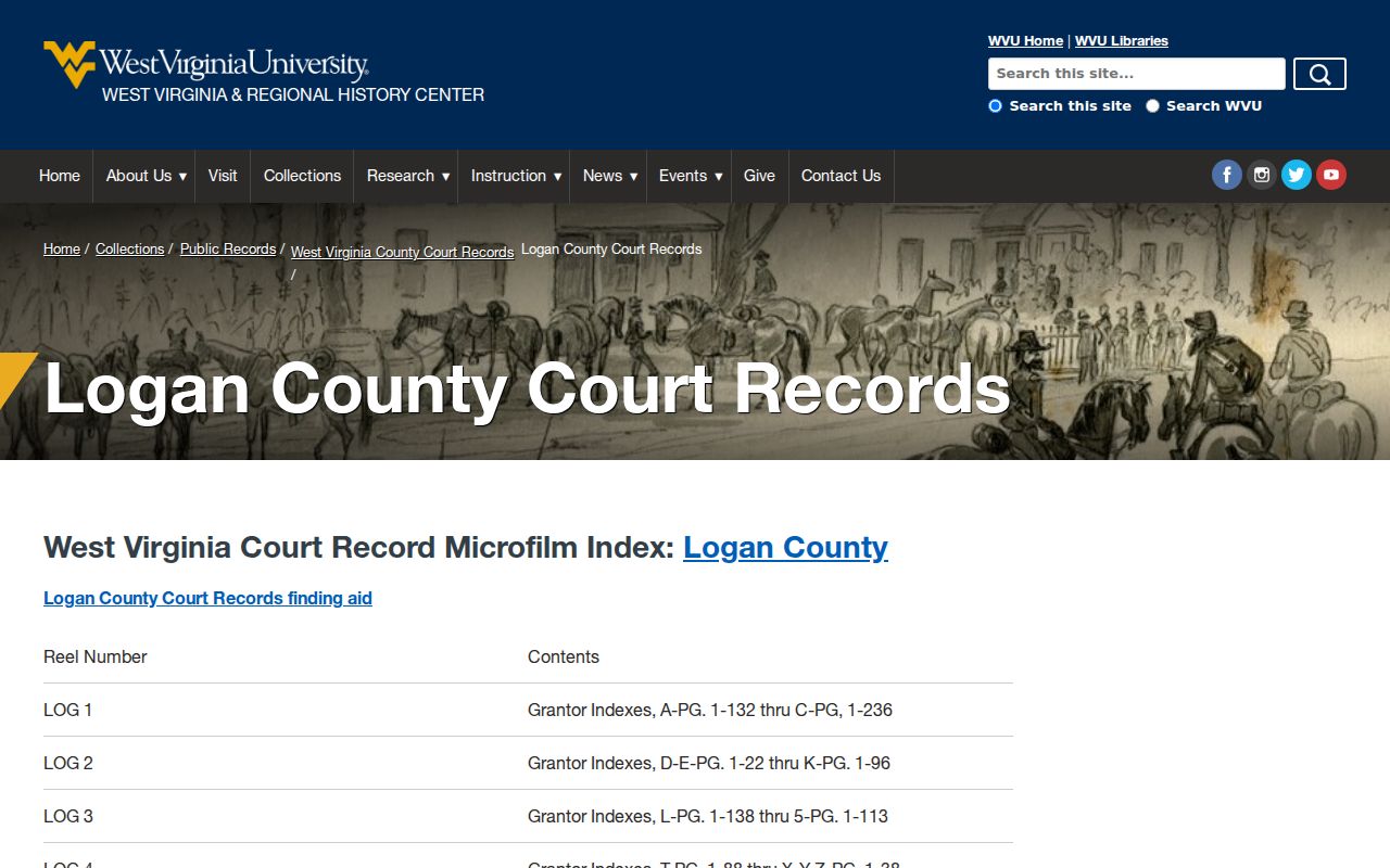 Logan County property records: WVU grantor, grantee, deed, and land-book finding aid