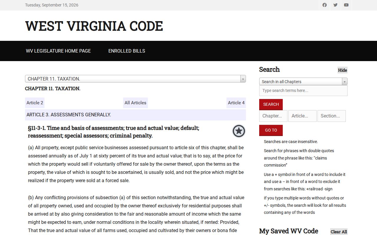 Logan County property records: West Virginia annual assessment date and 60 percent valuation rule