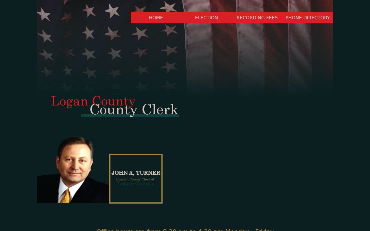 Logan County deed records clerk page with weekday service hours and lunch closure
