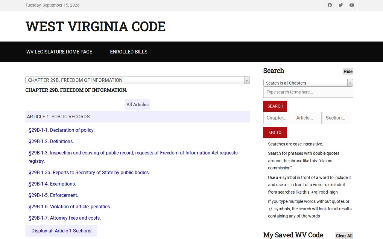 Logan County property records: West Virginia FOIA response period and reproduction-cost rule
